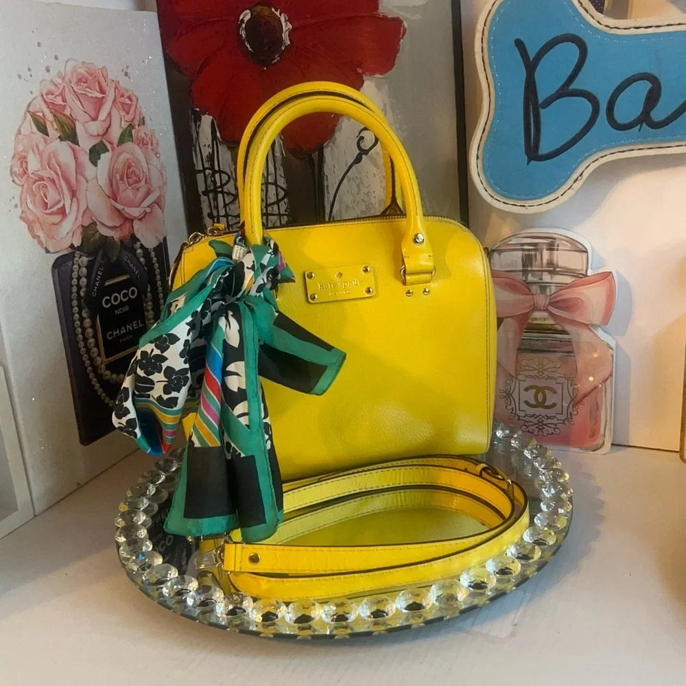 KATE SPADE  Alessa Wellesley yellow leather Satchel Crossbody or Handbag
